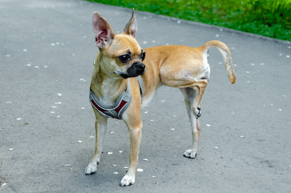 Chihuahua holding up hind leg